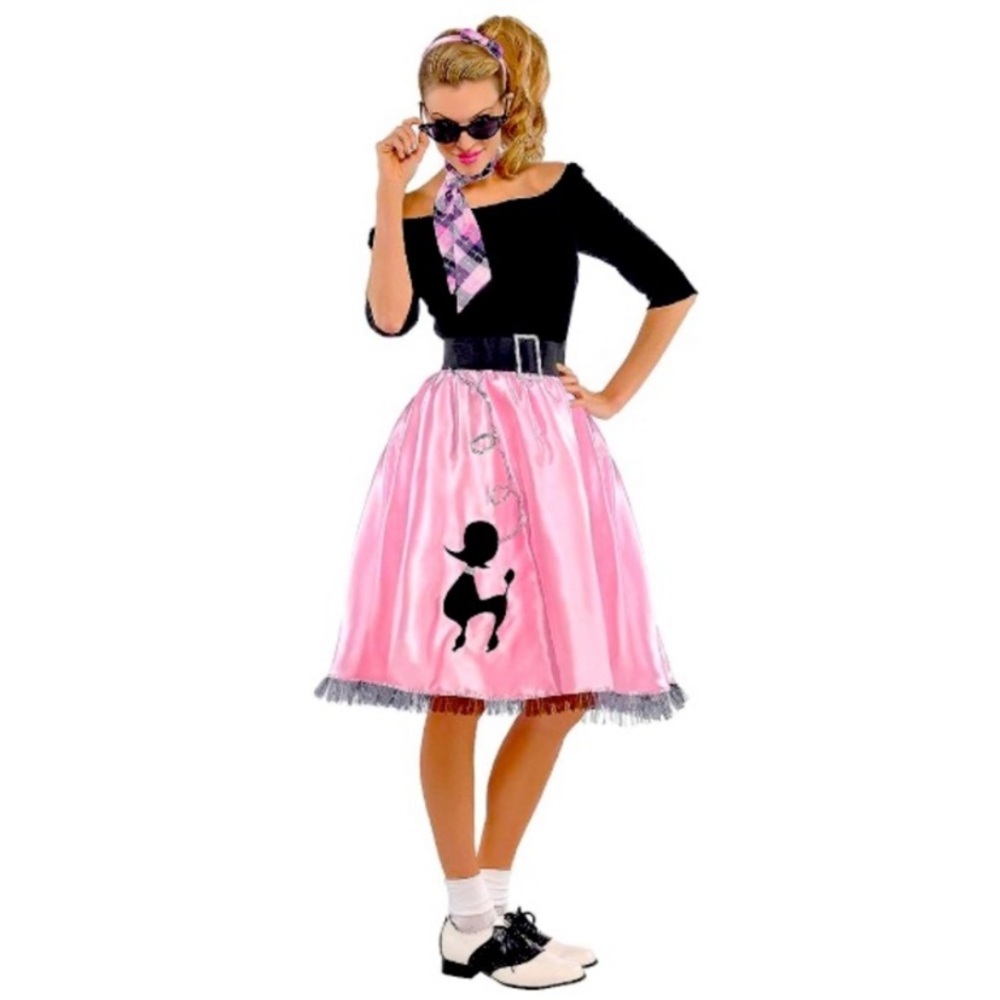 SOCK HOP SWEETIE 50s POODLE SKIRT DRESS 4PC ADULT COSTUME SIZE SMALL(2-4)🌟NWT🌟